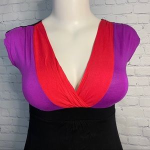 multi colored v-neck bathing suit cover up